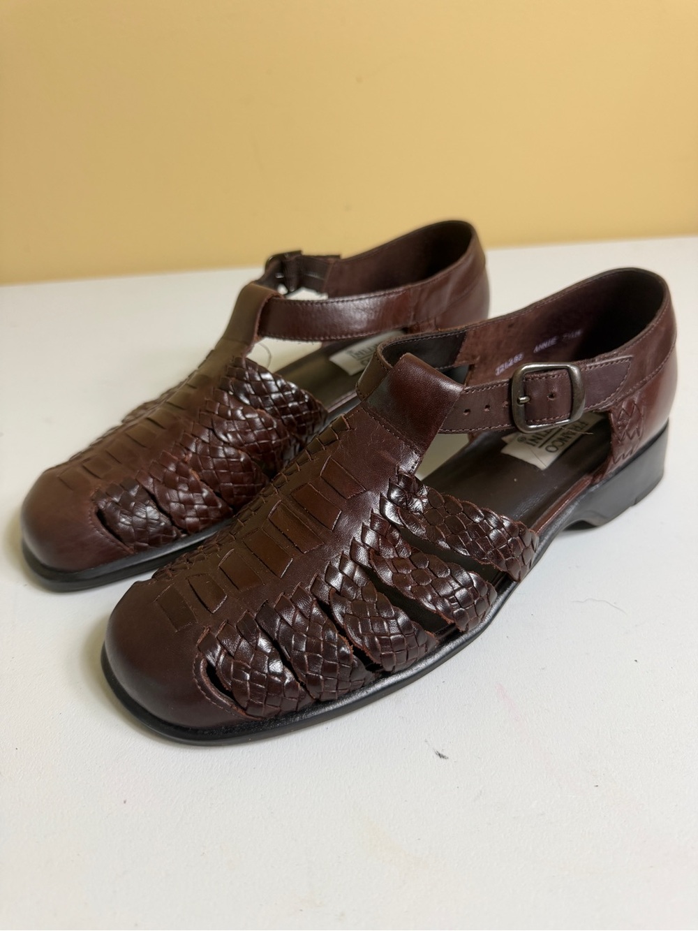 Franco Fortini Annie Brown Woven Leather Fisherman Sandals 7.5